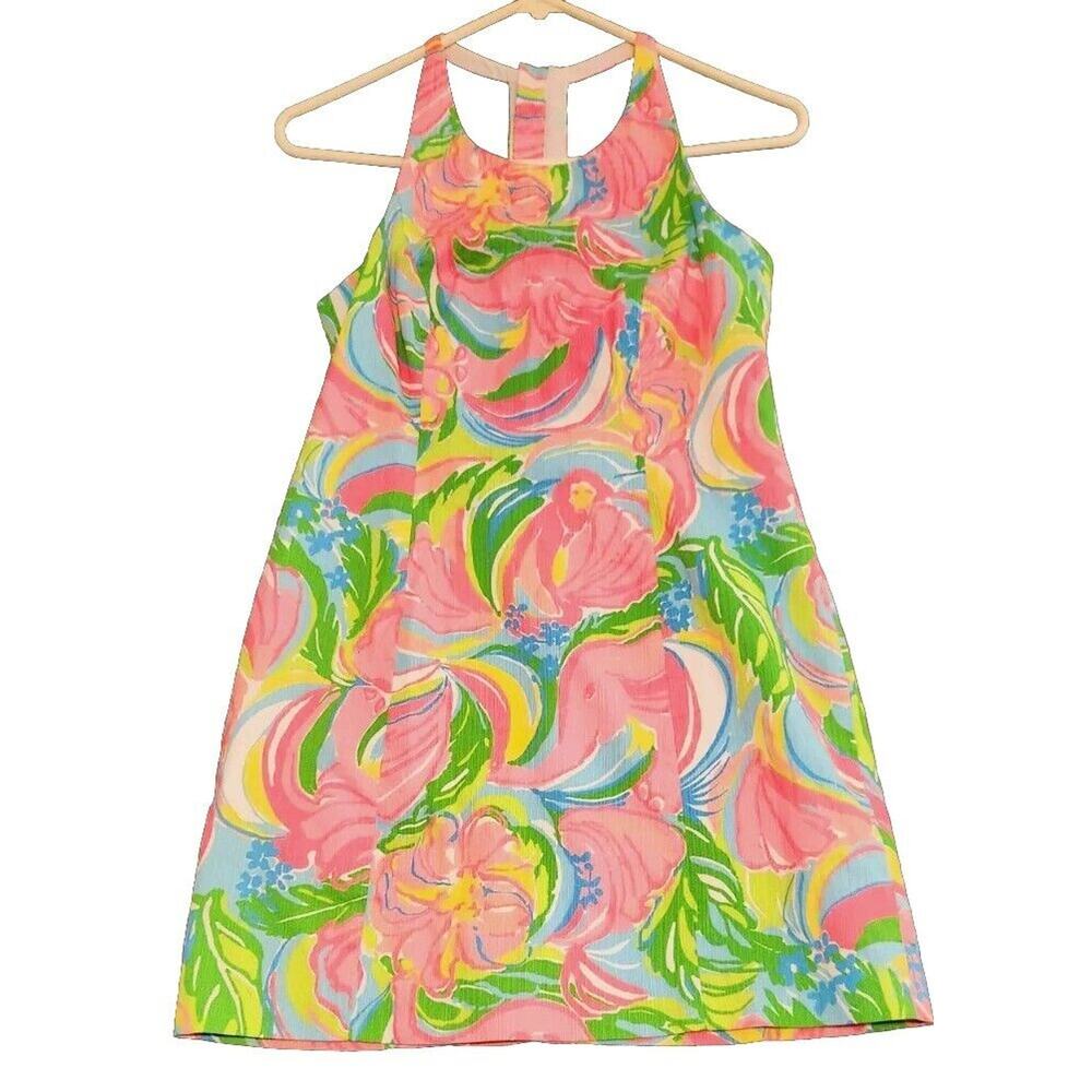 Lilly Pulitzer Grayes Shift Dress Sz 2 So A Peeling Pink Racerback Preppy Resort